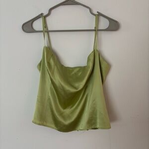 nordstrom reformation light green silk satin square neckline crop tank top.💚